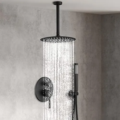 10 Inch Matte Black Shower System Round