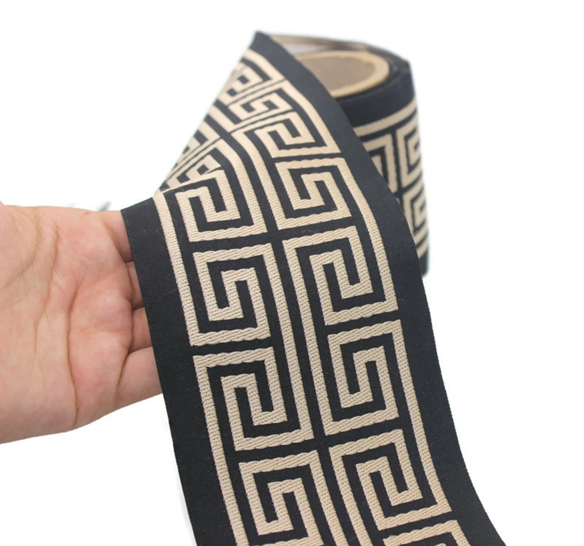 100 mm Elegant Greek Key Border, Curtain trims, Sewing Trim, drapery trim, Athena Chinoiserie ribbon Gimp Drapery, Home Decor 176 V11