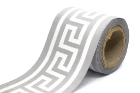 100mm Gray&White Greek Key Ribbons (3.93 inch), Meander Jacquard Trim, Drapery Trim Tape, Curtain Making Drapery Banding 197 V1