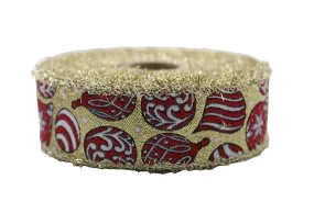 1.37 inch Metallic Gold Christmas Trim Tape, Embroidered Jacquard Ribbon, New Year trim, Christmas Decor Trim by the yard
