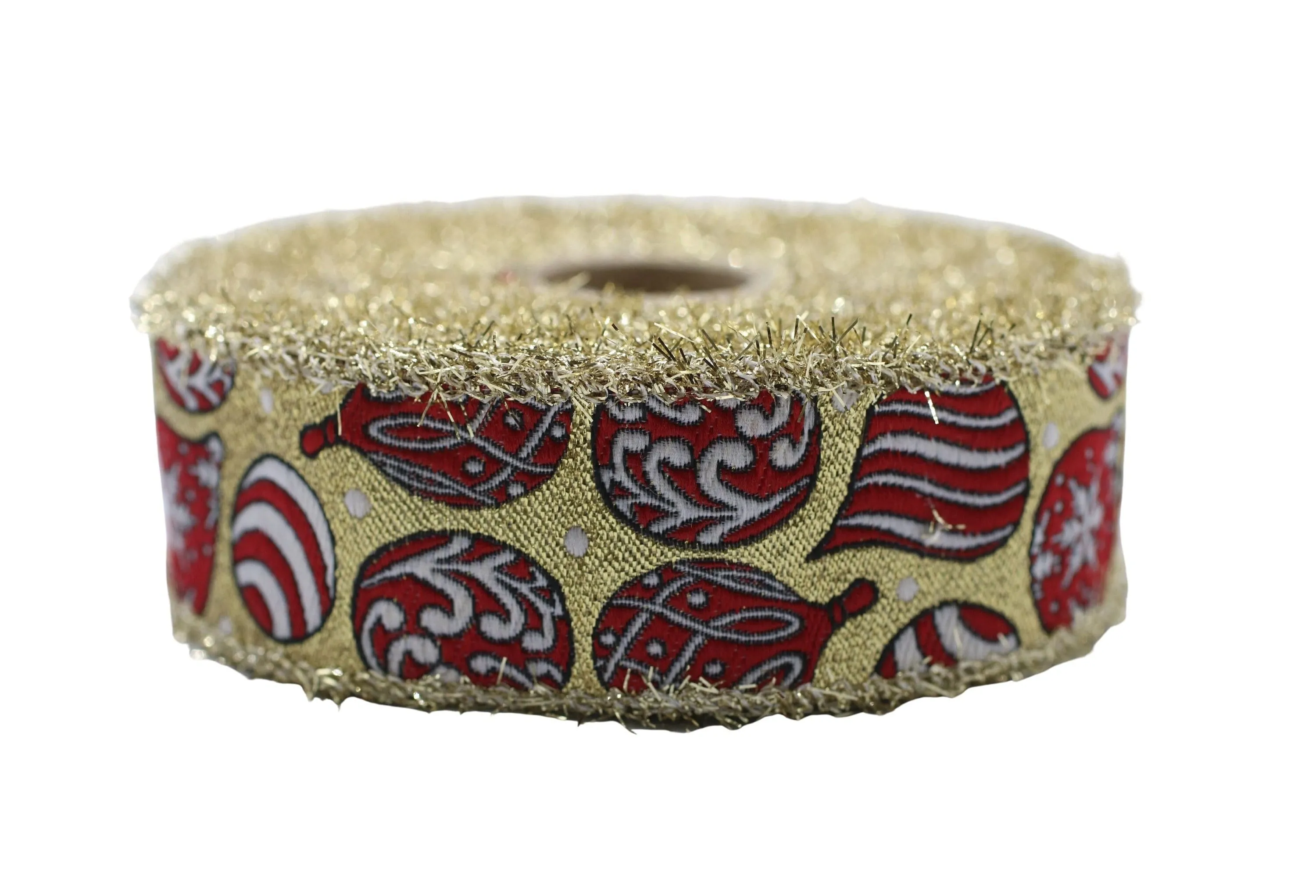 1.37 inch Metallic Gold Christmas Trim Tape, Embroidered Jacquard Ribbon, New Year trim, Christmas Decor Trim by the yard