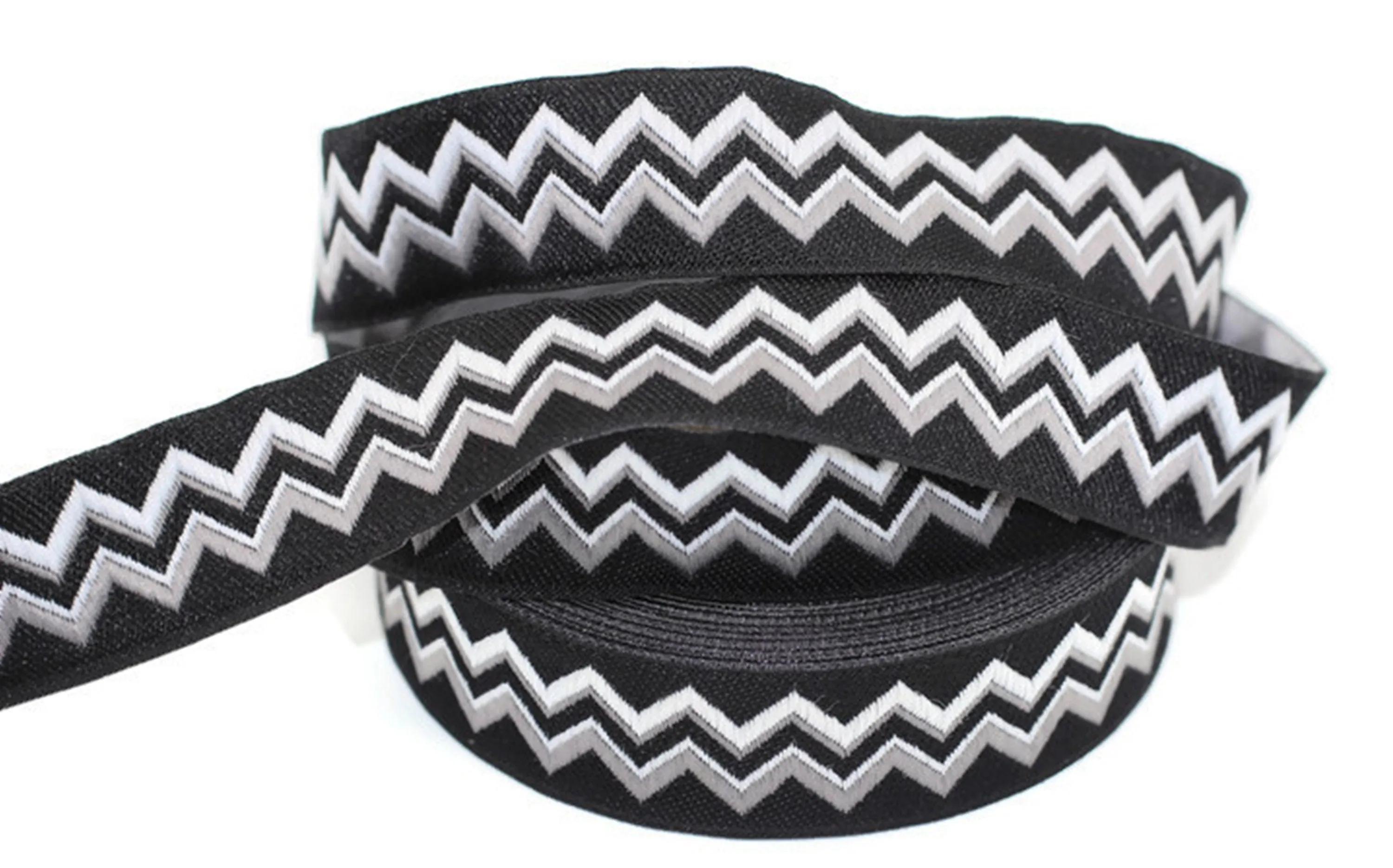 20 mm Gray Zigzag Ribbon  (0.78 inch) | Zigzag trim | Jacquard trim | Fabric wide trims | Craft supplie | Vintage trim | 20278