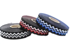 20 mm Zigzag Ribbon  (0.78 inch) | Zigzag trim | Jacquard trim | Fabric wide trims | Craft supplies | Vintage trim | 20278