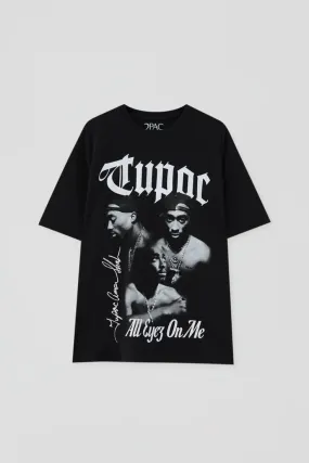 2pac Printed Oversize Drop Shoulder Hip Hop Fashion Streetwear Half Sleeves Tshirt For Mens
