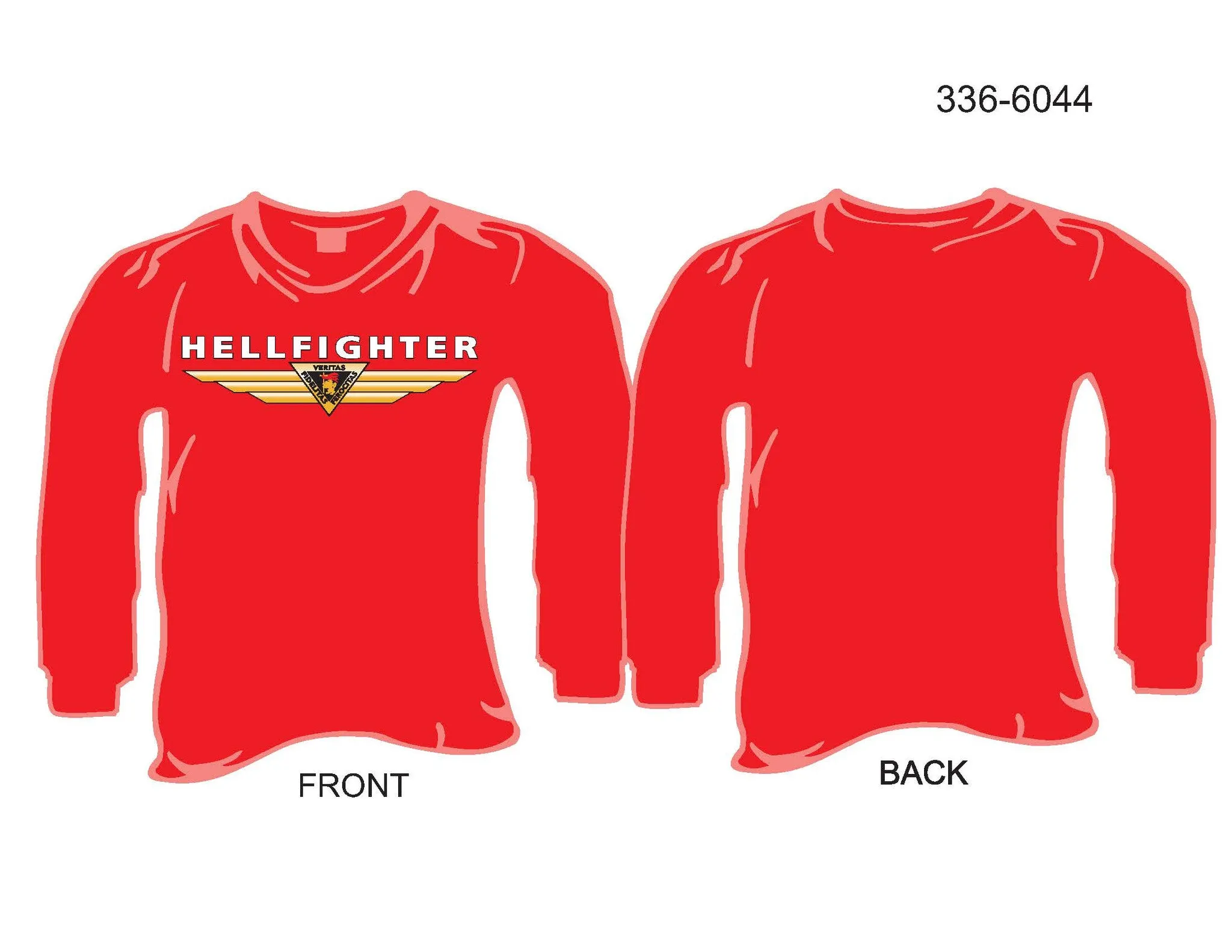 336-6044 T-Shirt, Long Sleeve, Hellfighters Veritas (Red)