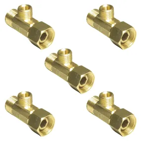 3/8" Female COMP OD IN x 3/8" OUT x 1/4" OUT Brass Angle Stop Tee (5 Pack)