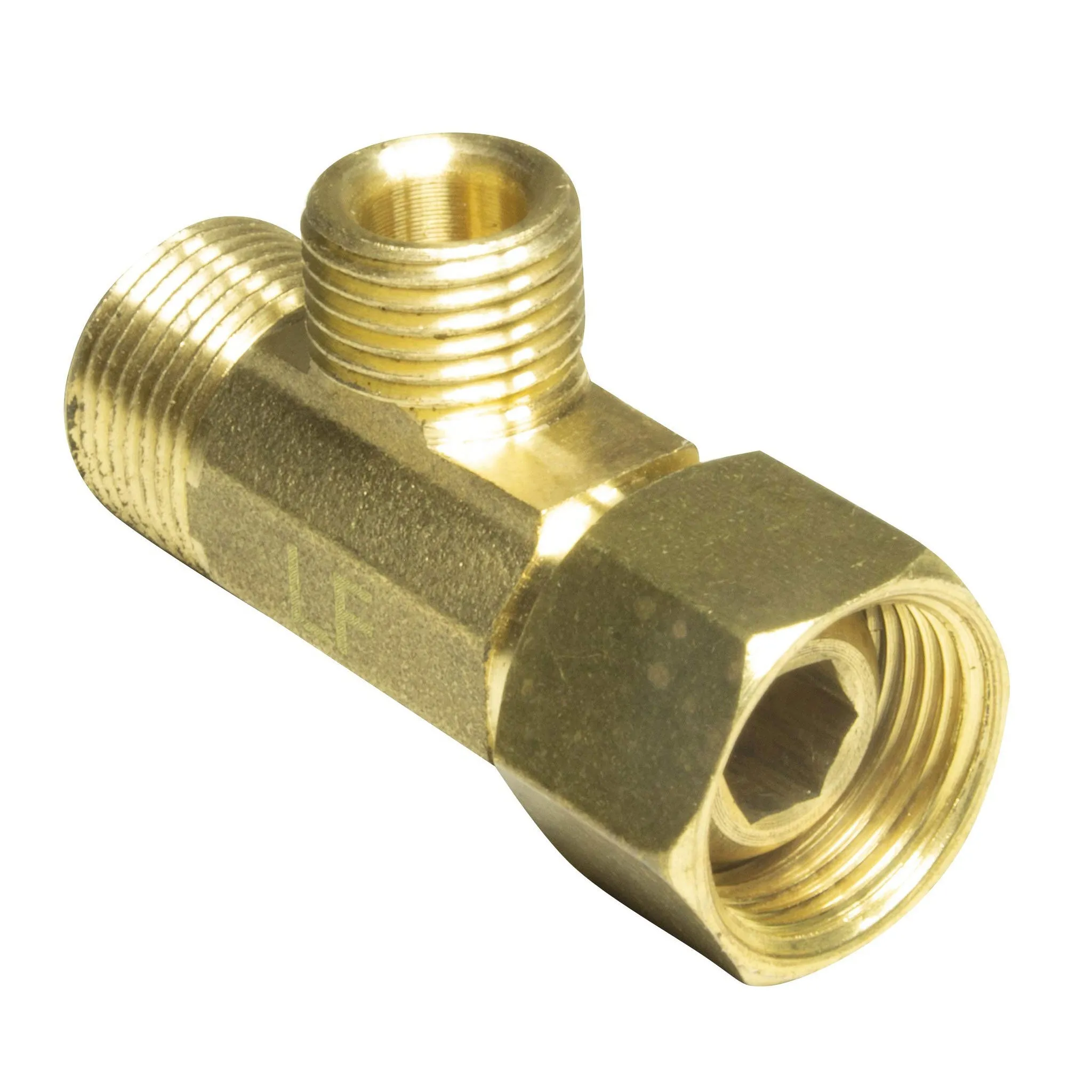 3/8" Female COMP OD IN x 3/8" OUT x 1/4" OUT Brass Angle Stop Tee (5 Pack)