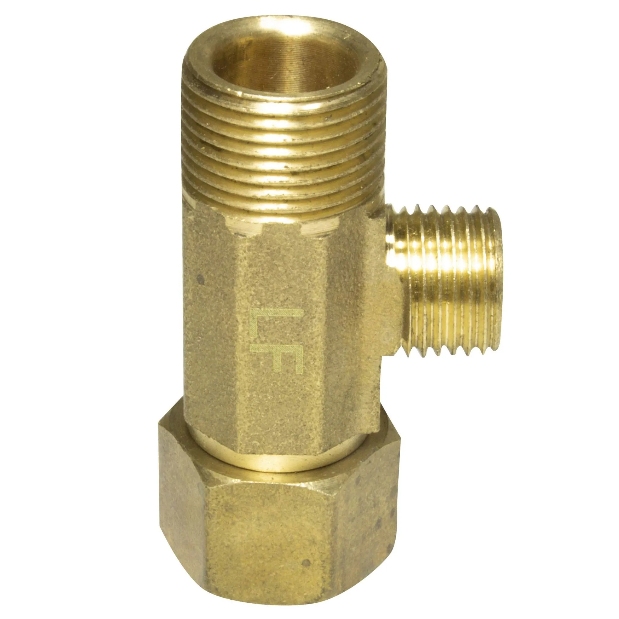 3/8" Female COMP OD IN x 3/8" OUT x 1/4" OUT Brass Angle Stop Tee (5 Pack)