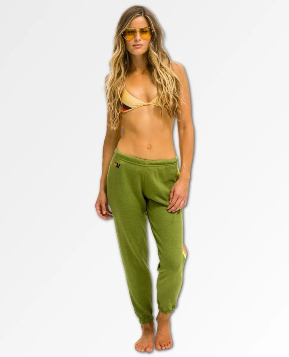 5 Stripe Neon Rainbow Sweatpants Jungle Green Unisex