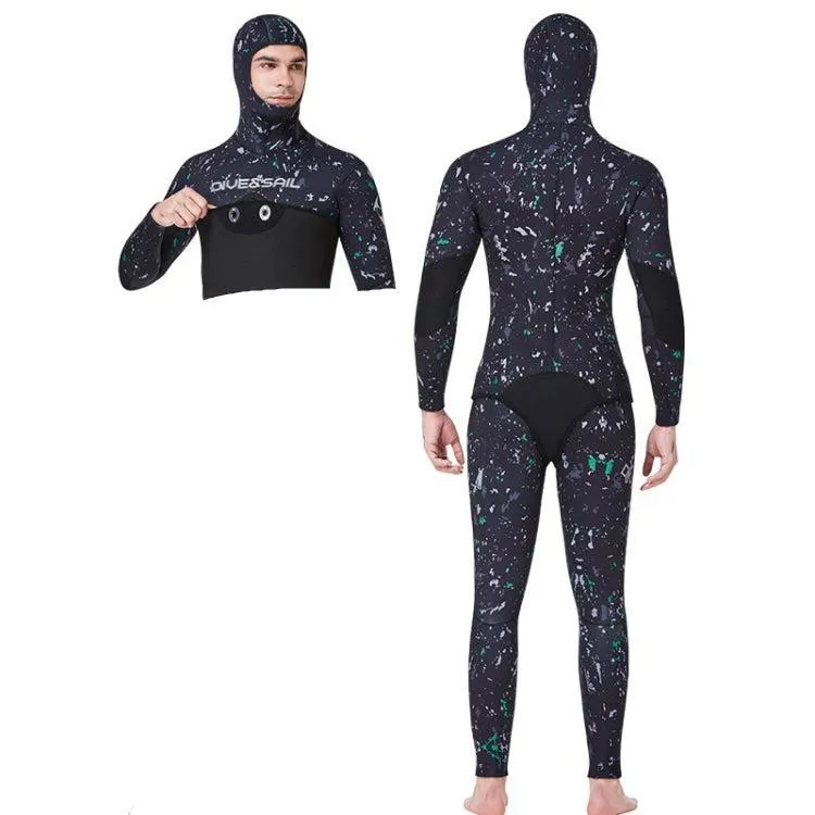 5mm Thermal Hooded Diving Suit with Split Design for All-Season Water Sports