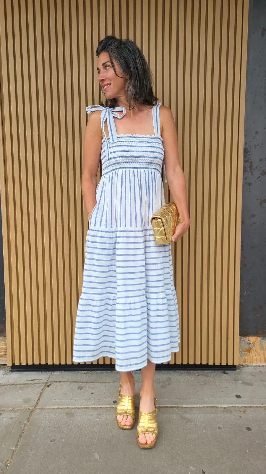 87542 White Blue Dress