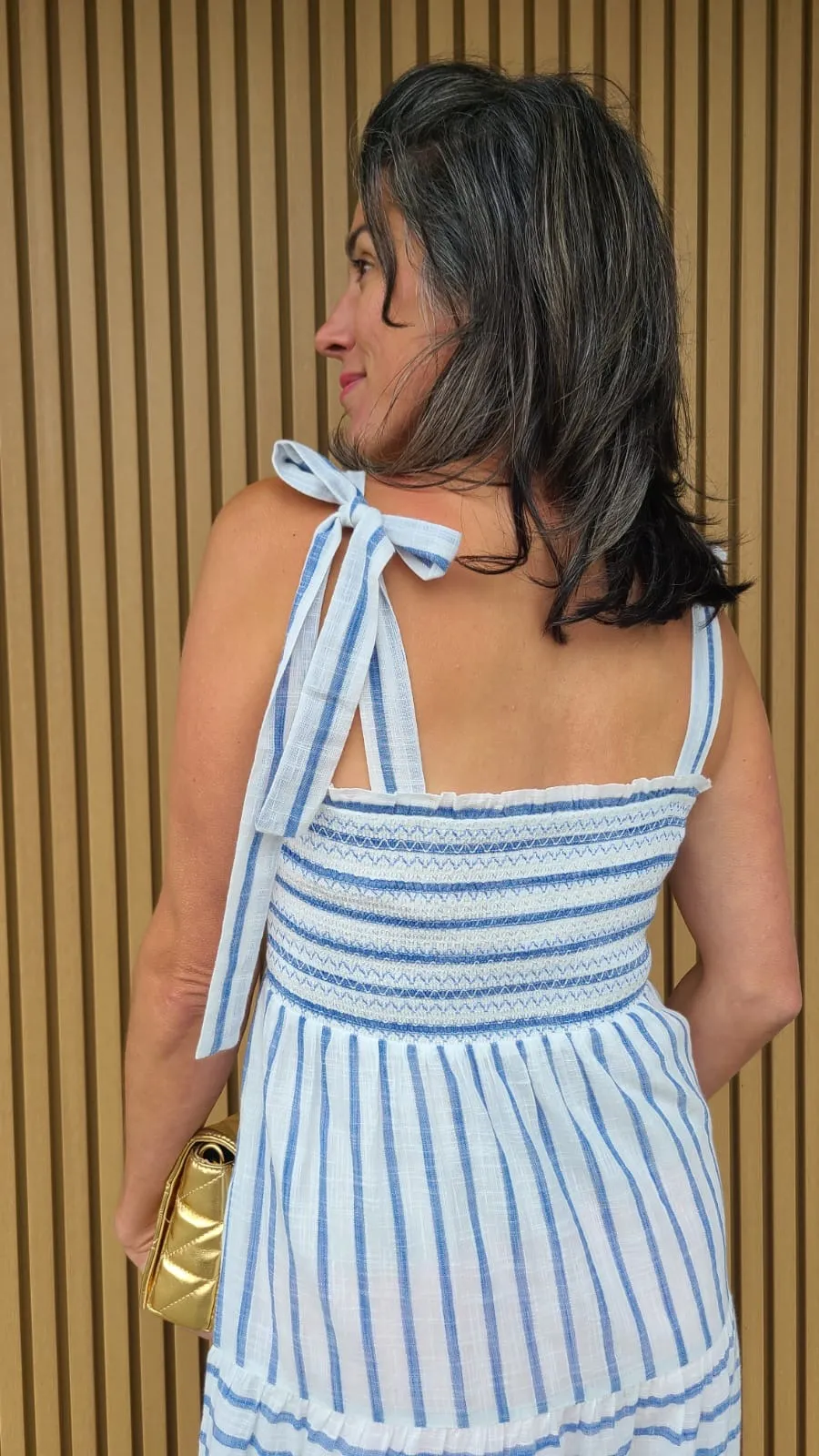 87542 White Blue Dress