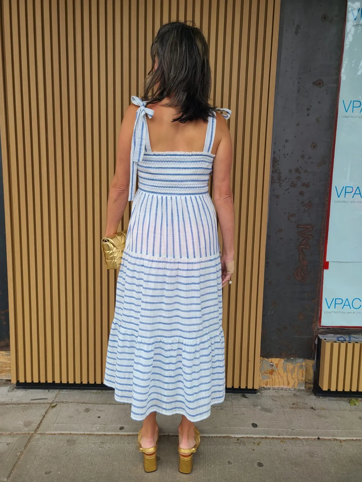 87542 White Blue Dress