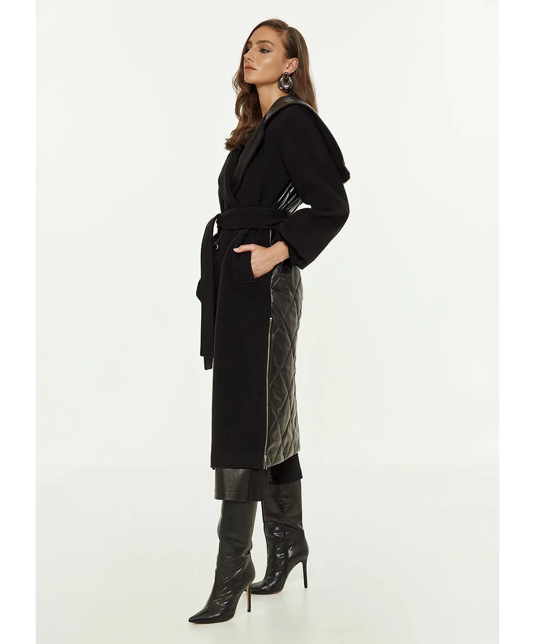 Access Fashion Clara Hooded Coat - Black