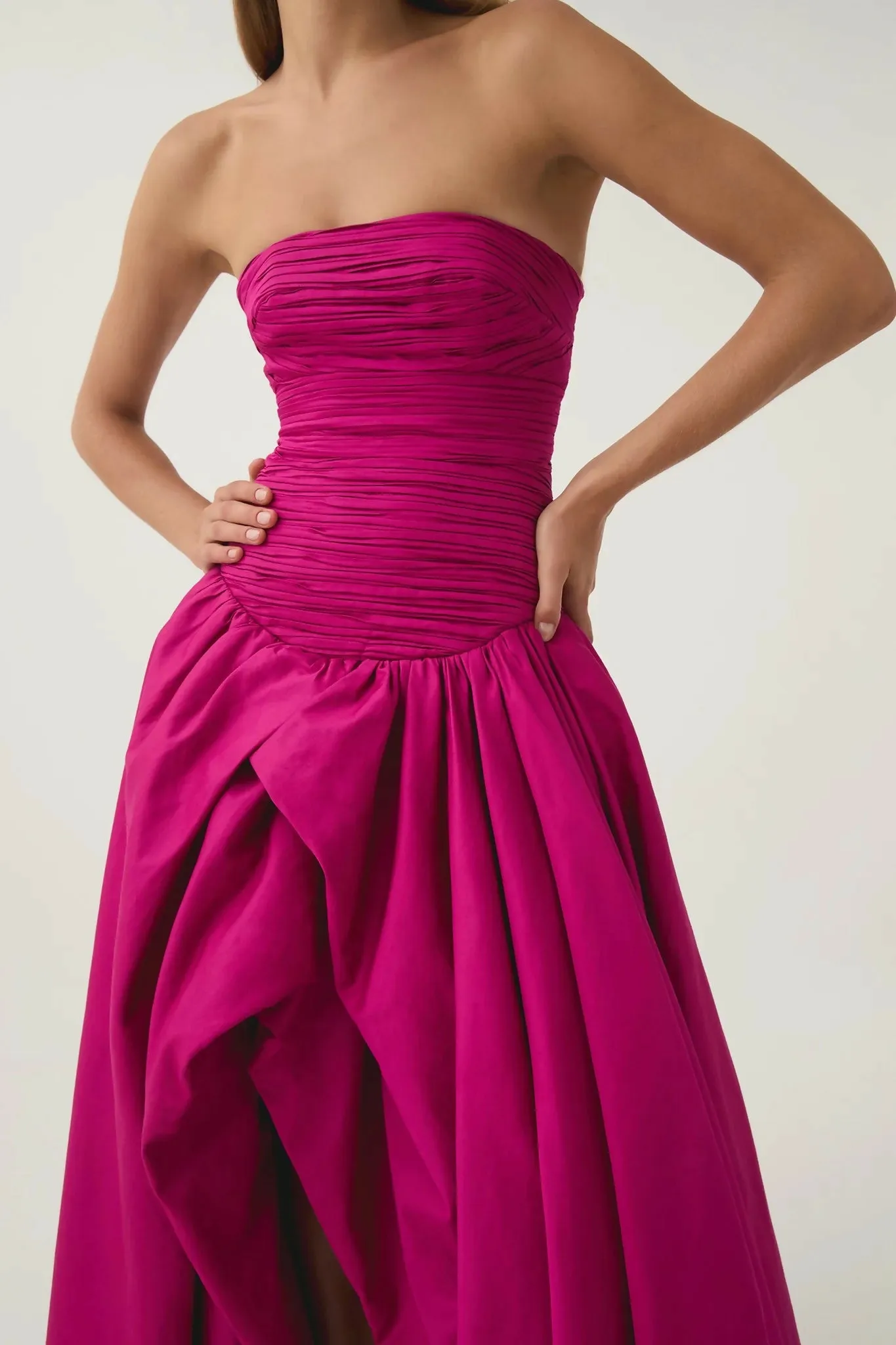 Aje Violette Bubble Hem Maxi Dress in Deep Magenta Size 6
