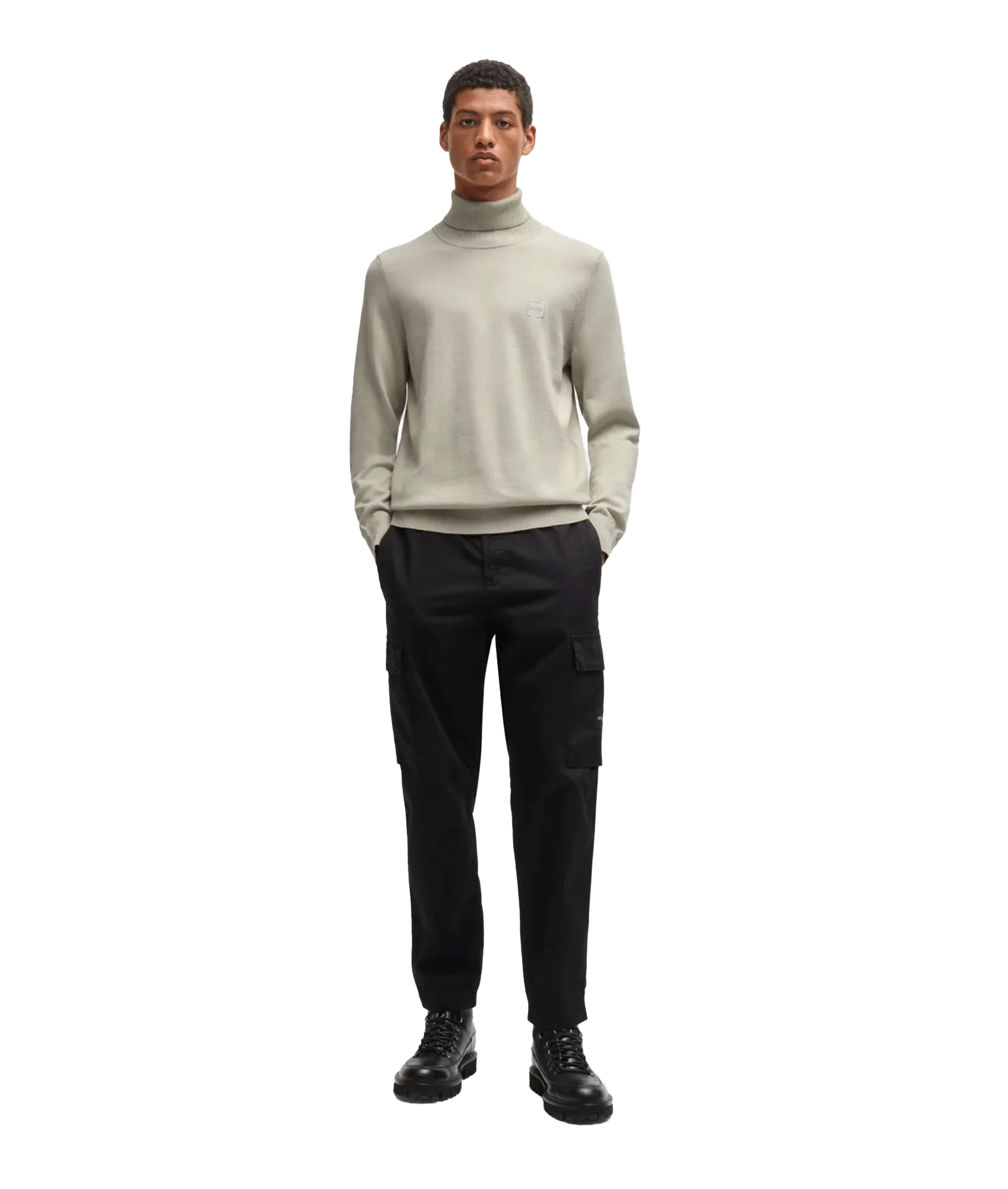 Akiro Rollneck Regular-fit Sweater in Cotton and Cashmere - Beige