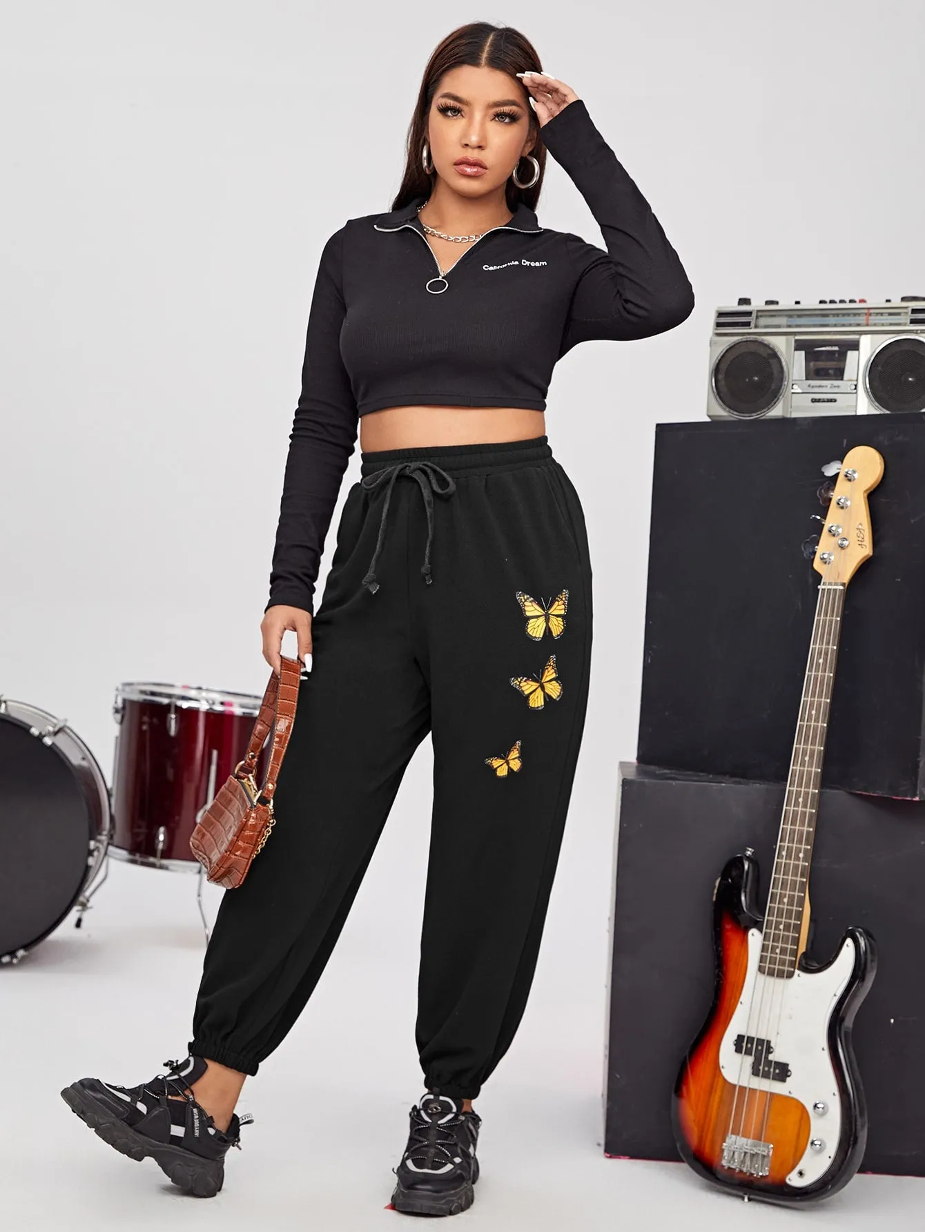 Animal Pocket High Waist Long Plus Size Sweatpants
