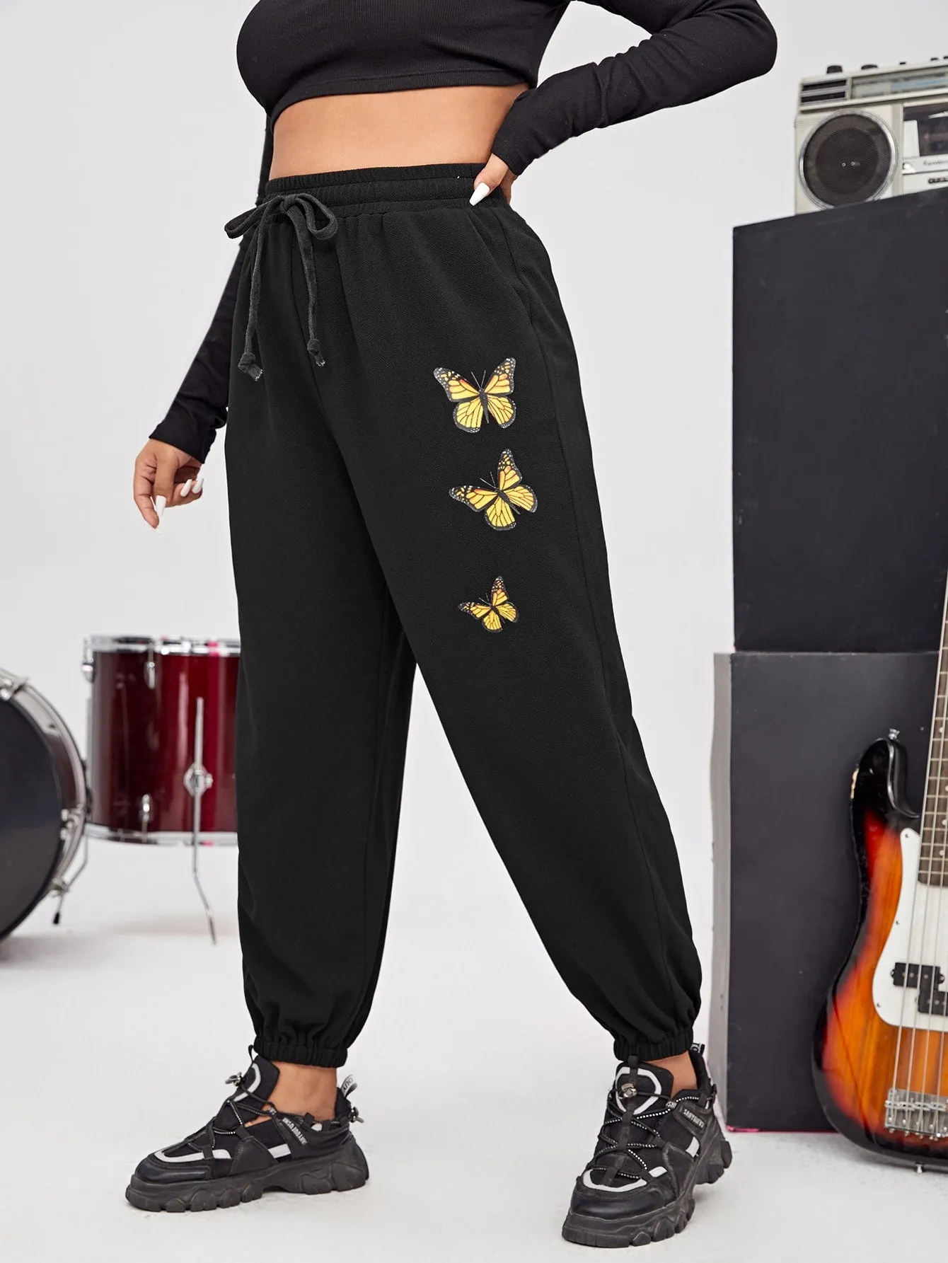 Animal Pocket High Waist Long Plus Size Sweatpants