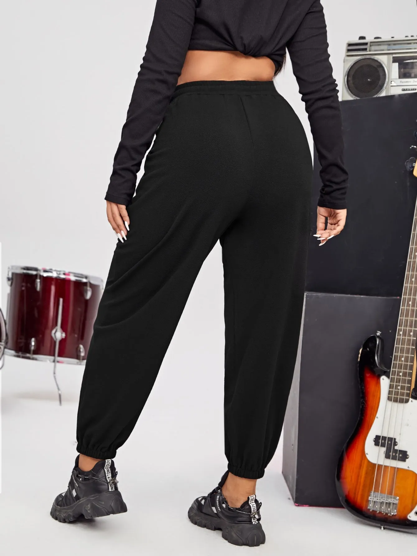 Animal Pocket High Waist Long Plus Size Sweatpants