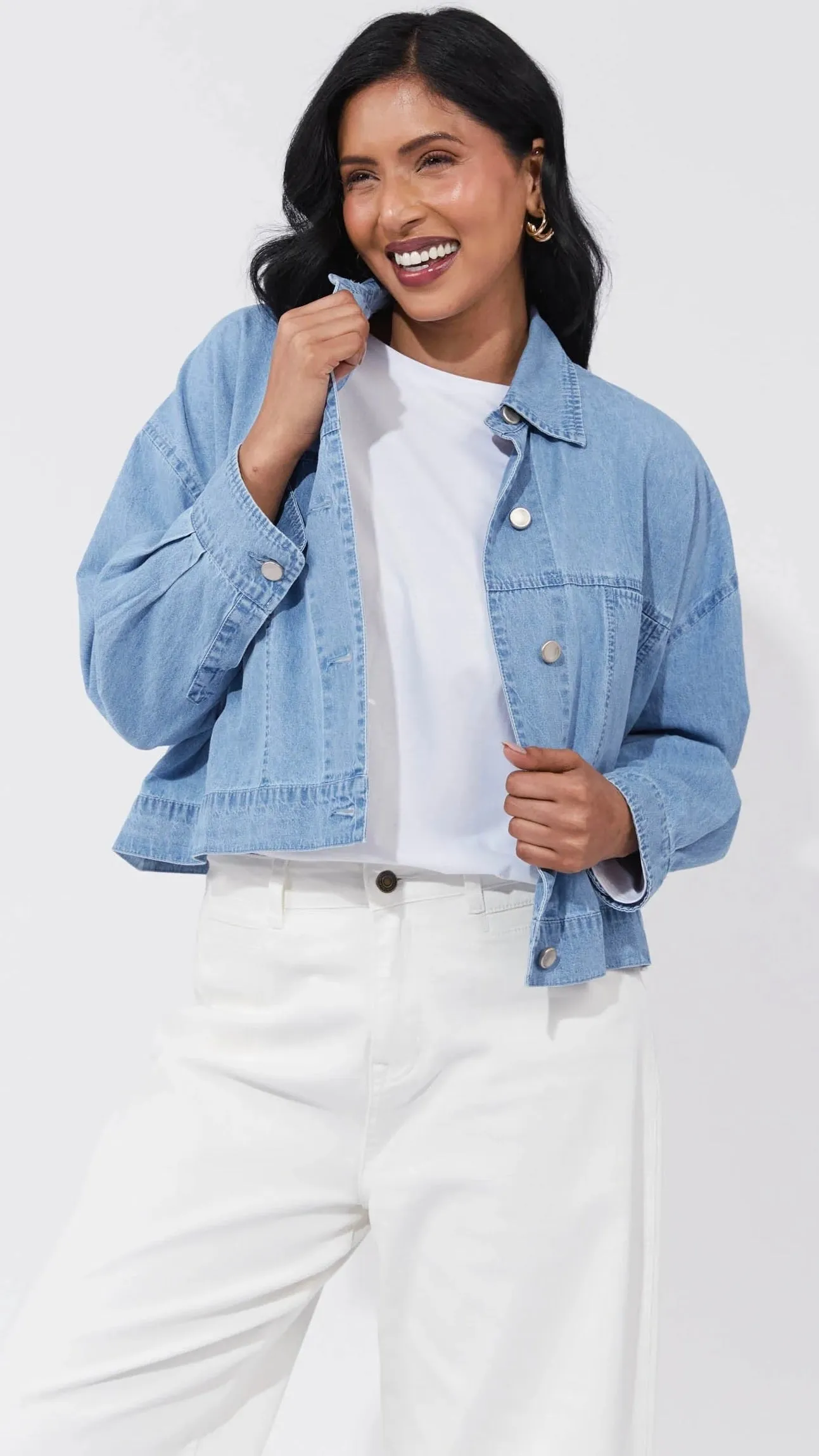 Austin Denim Crop Jacket  Denim
