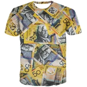 Australian Dollar T shirts Men Australia Tshirt Anime Money Shirt Print Colorful Tshirt Printed Harajuku Tshirts Cool