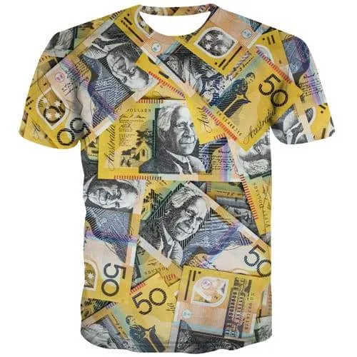 Australian Dollar T shirts Men Australia Tshirt Anime Money Shirt Print Colorful Tshirt Printed Harajuku Tshirts Cool