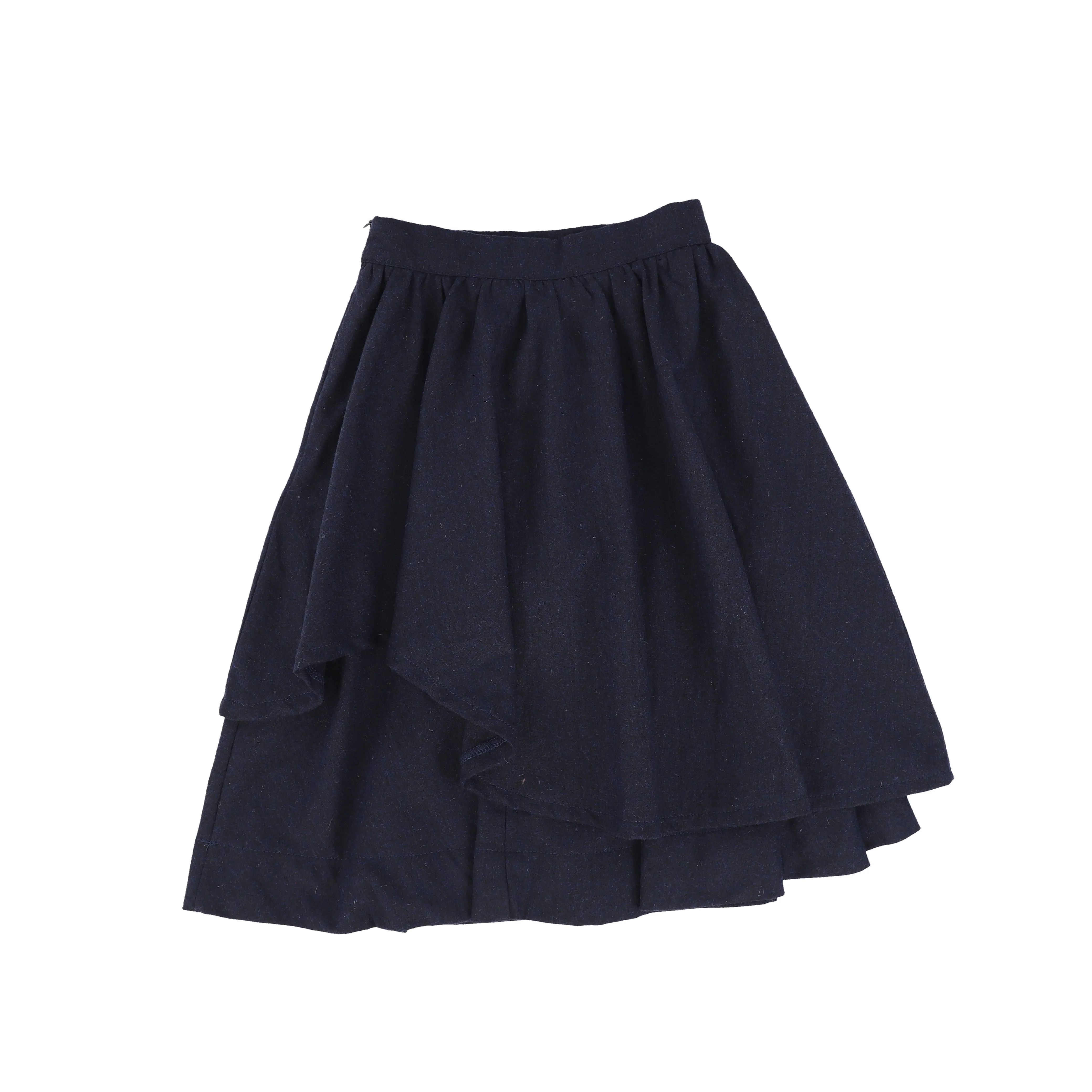 Bamboo Navy Wool Layered Skirt [FINAL SALE]