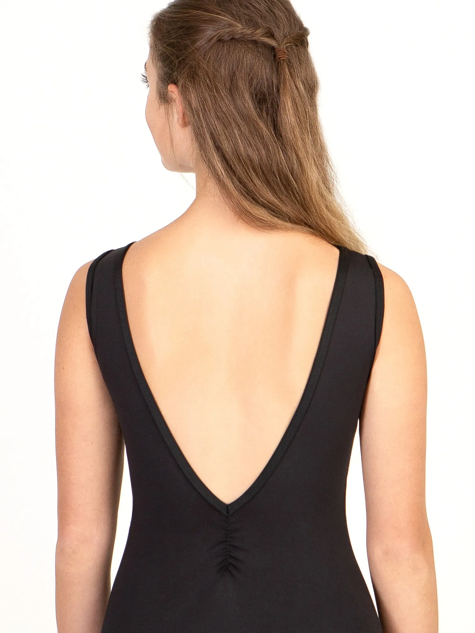 Bateau Neck Child Size Leotard with Low Pinch Back