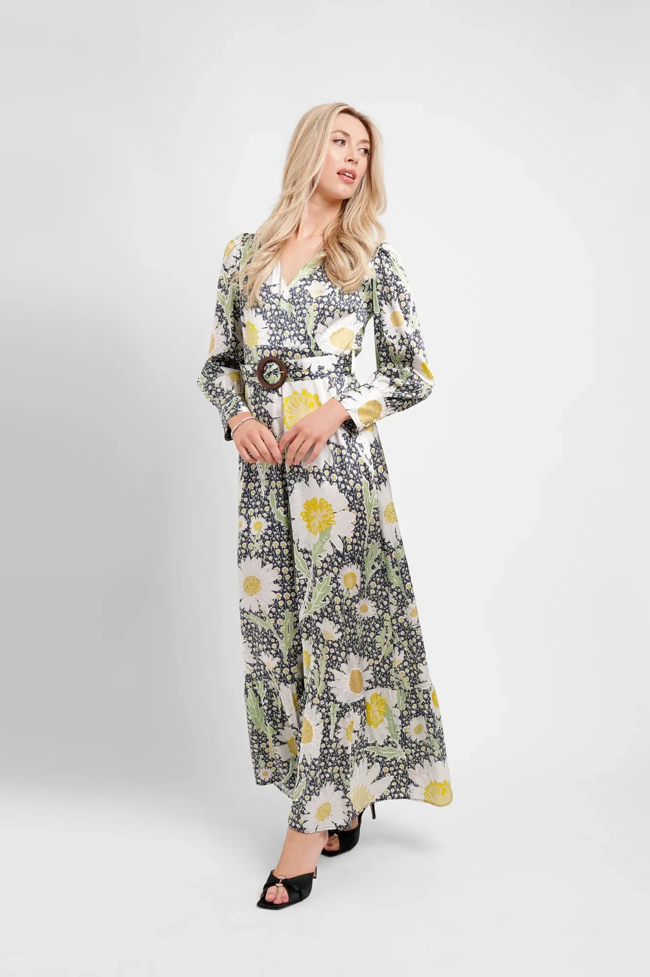 Belted Maxi Dress Daisies