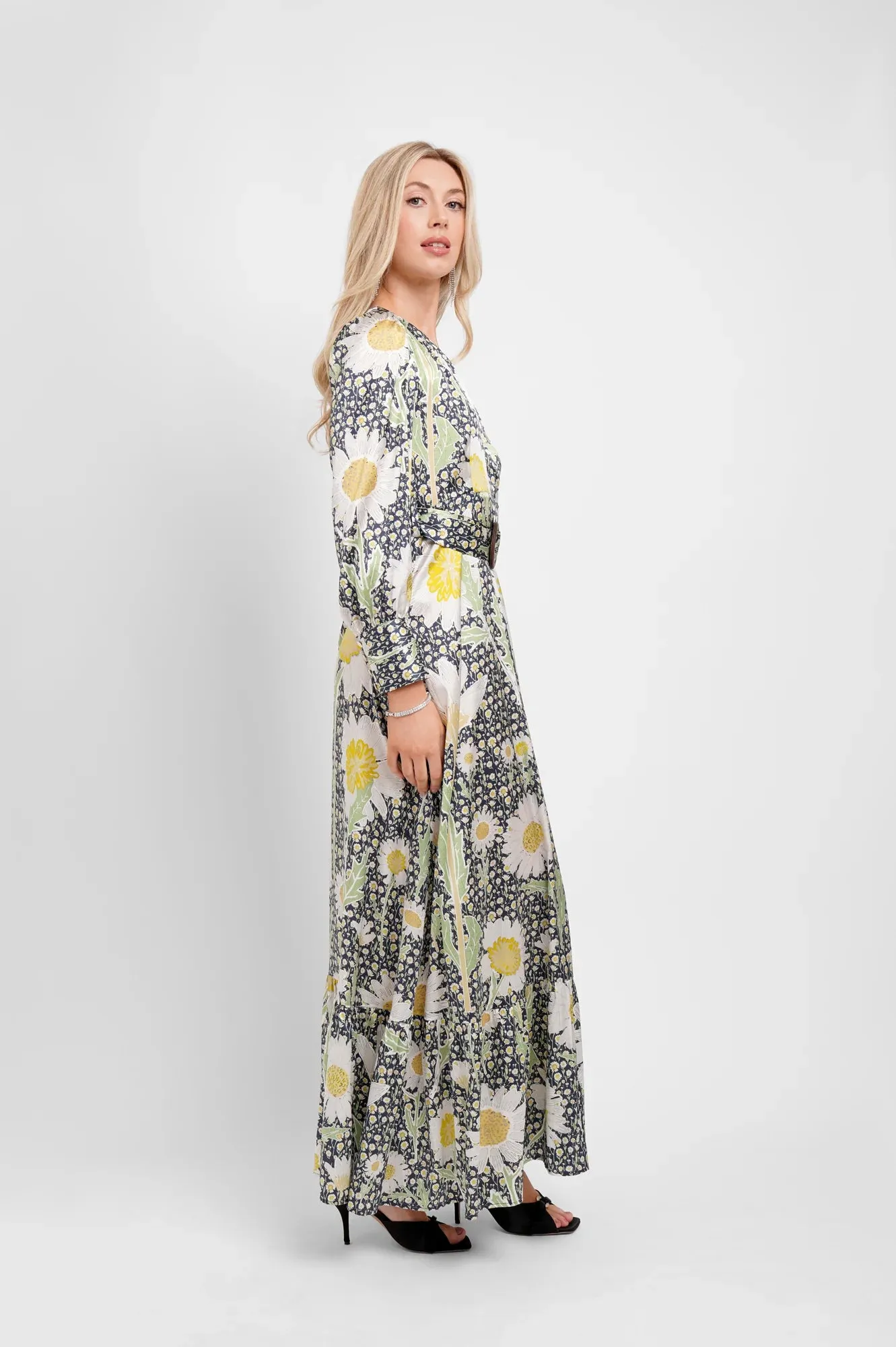 Belted Maxi Dress Daisies