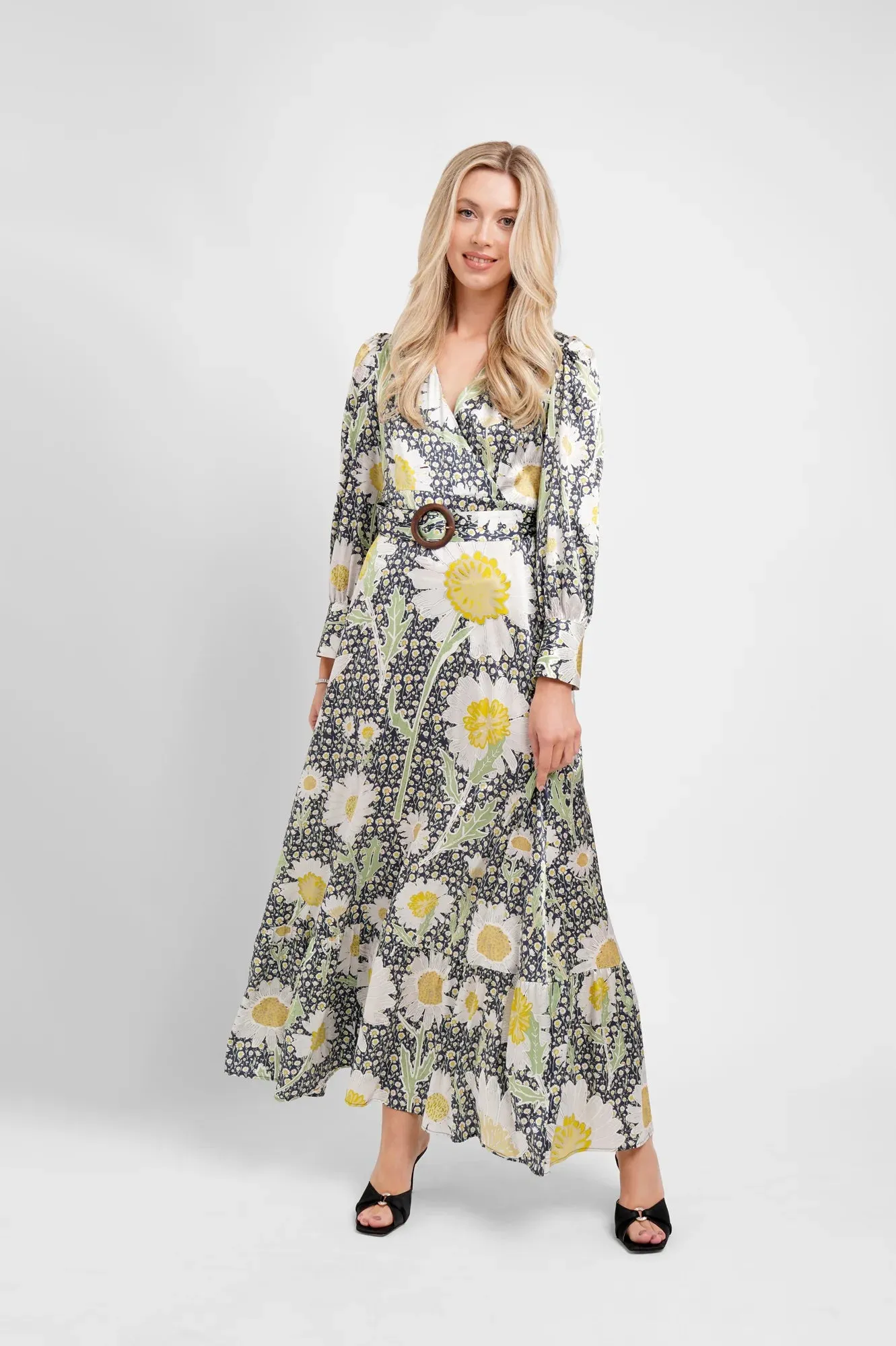 Belted Maxi Dress Daisies