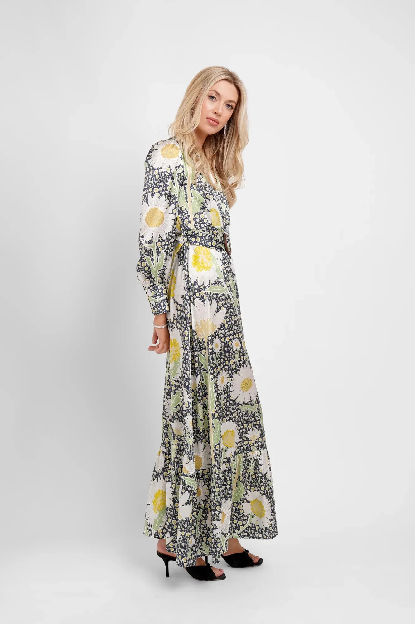 Belted Maxi Dress Daisies