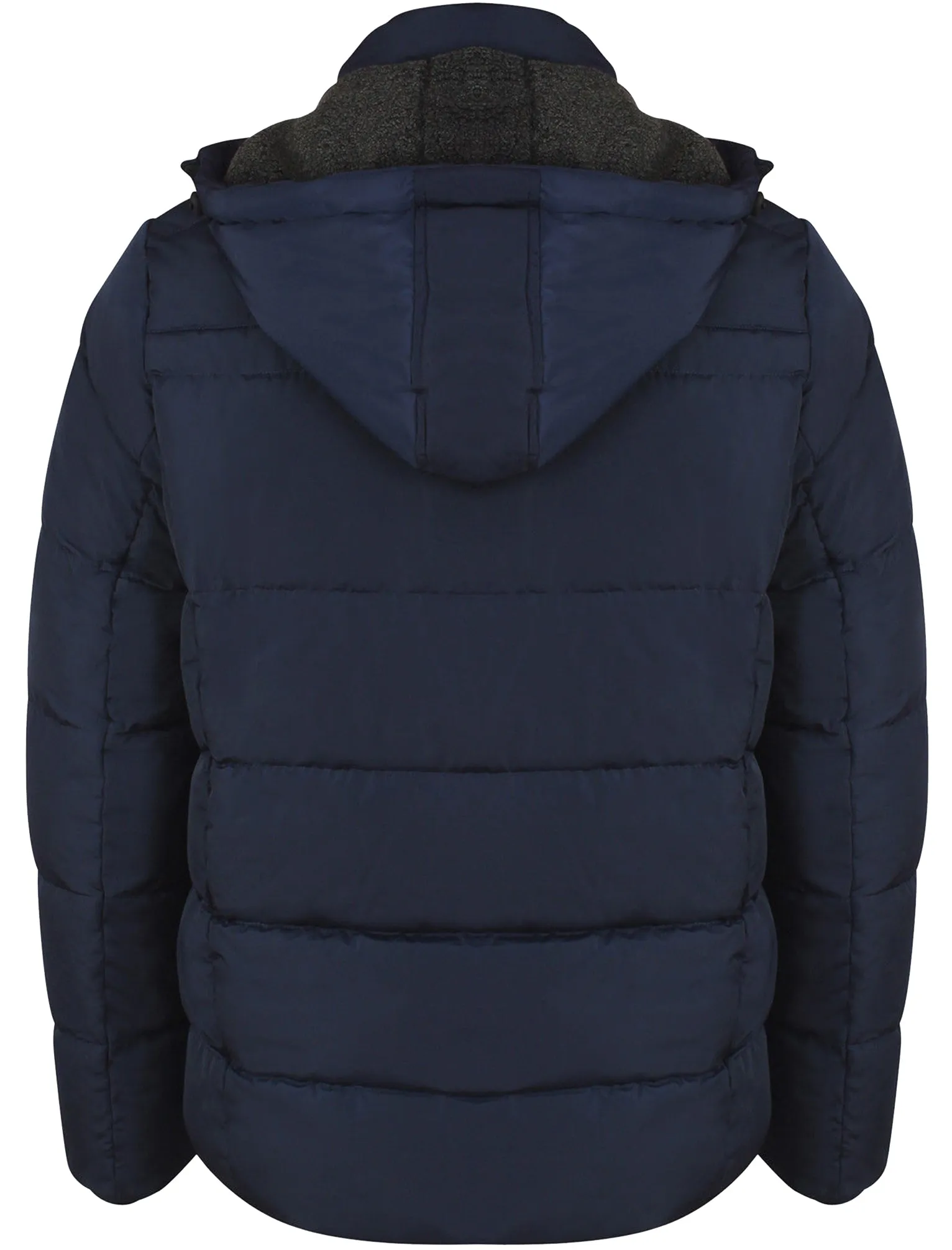 Bennett Quilted Coat with Detachable Sherpa Lined Hood in Midnight Blue- Dissident