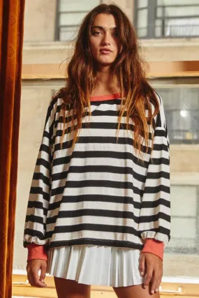 Black & White Stripe Print Top