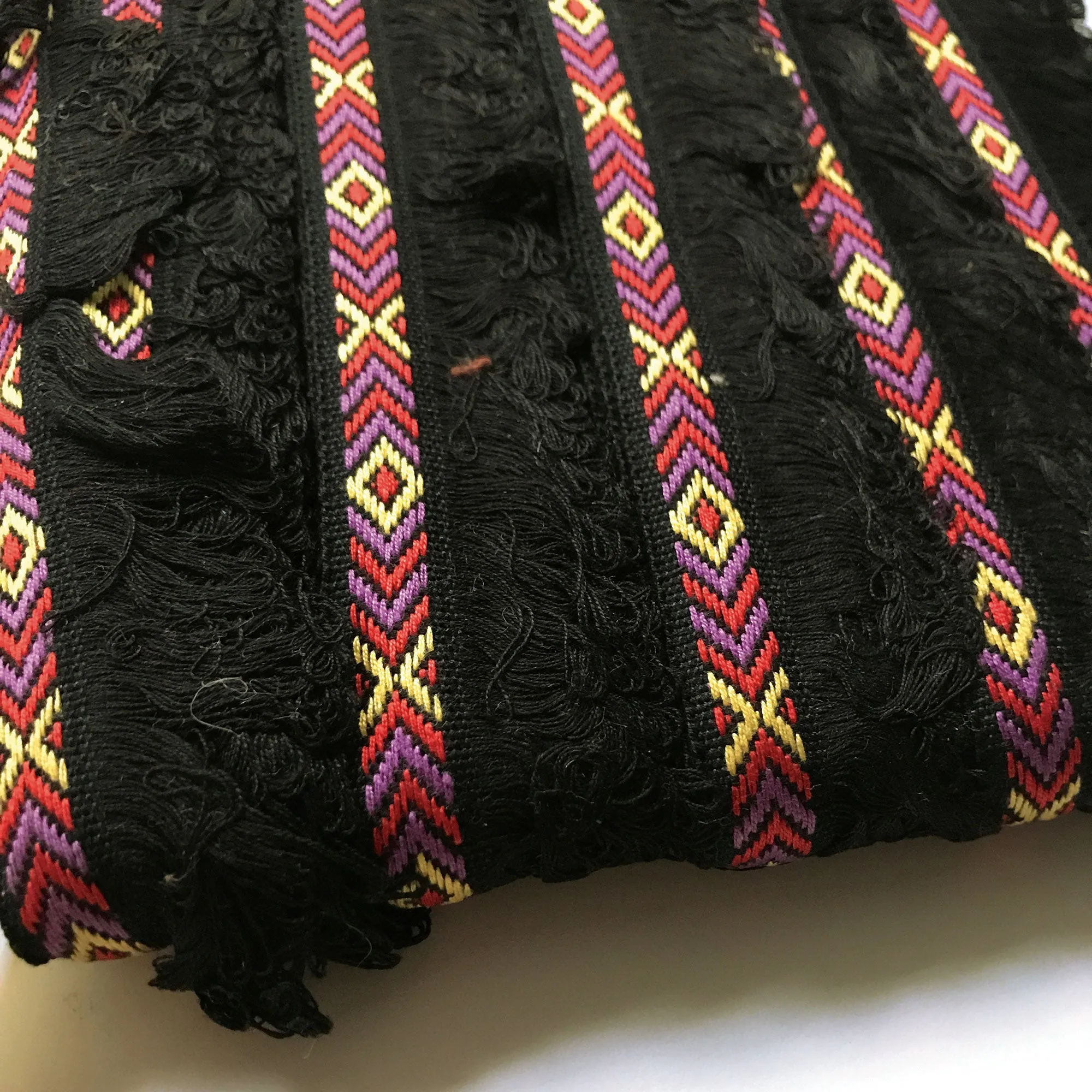Black and Red High Quality Decorative Loop Fringe Trim by the yard