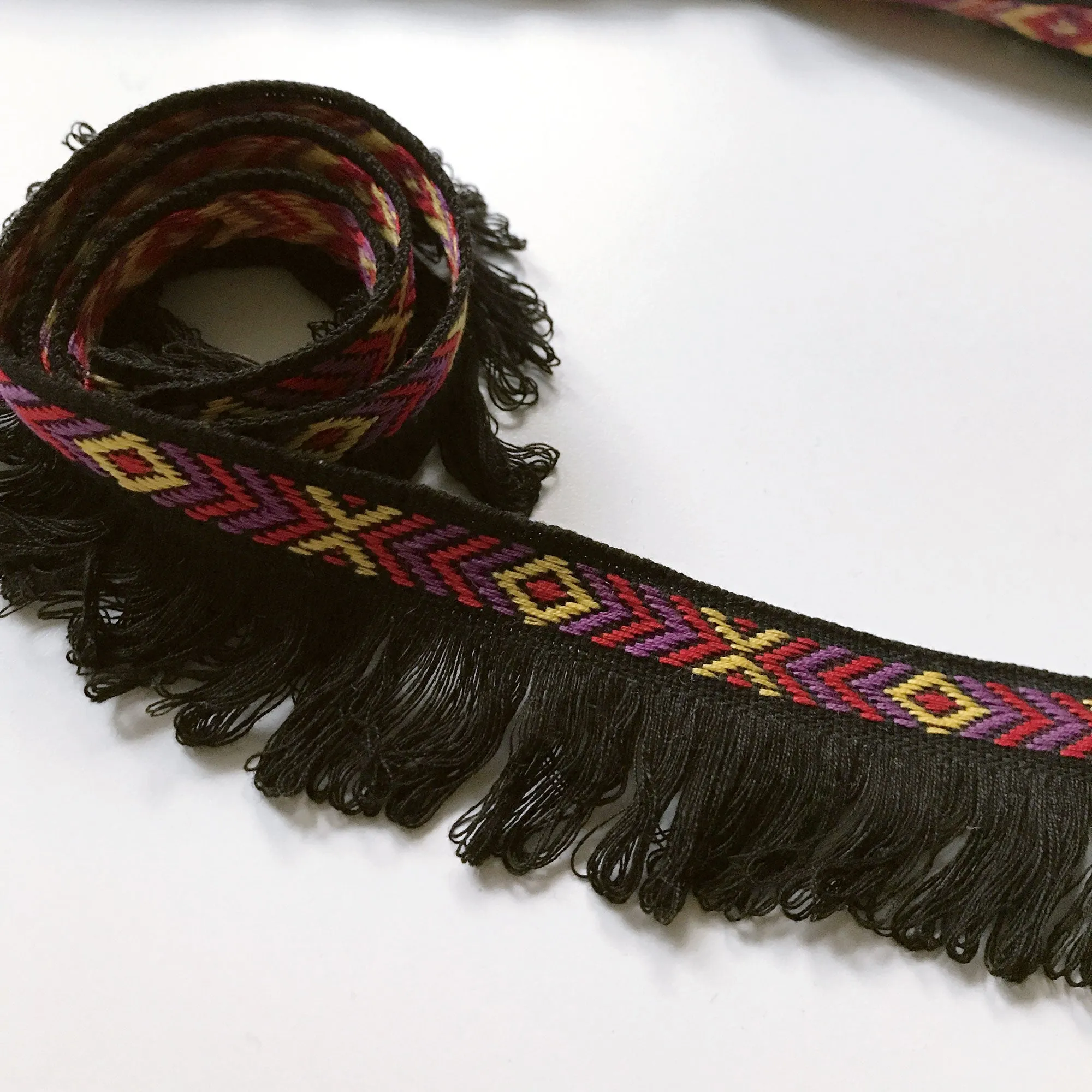 Black and Red High Quality Decorative Loop Fringe Trim by the yard