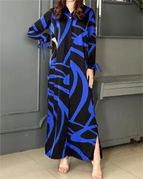 Blue And Black Shirt Dress