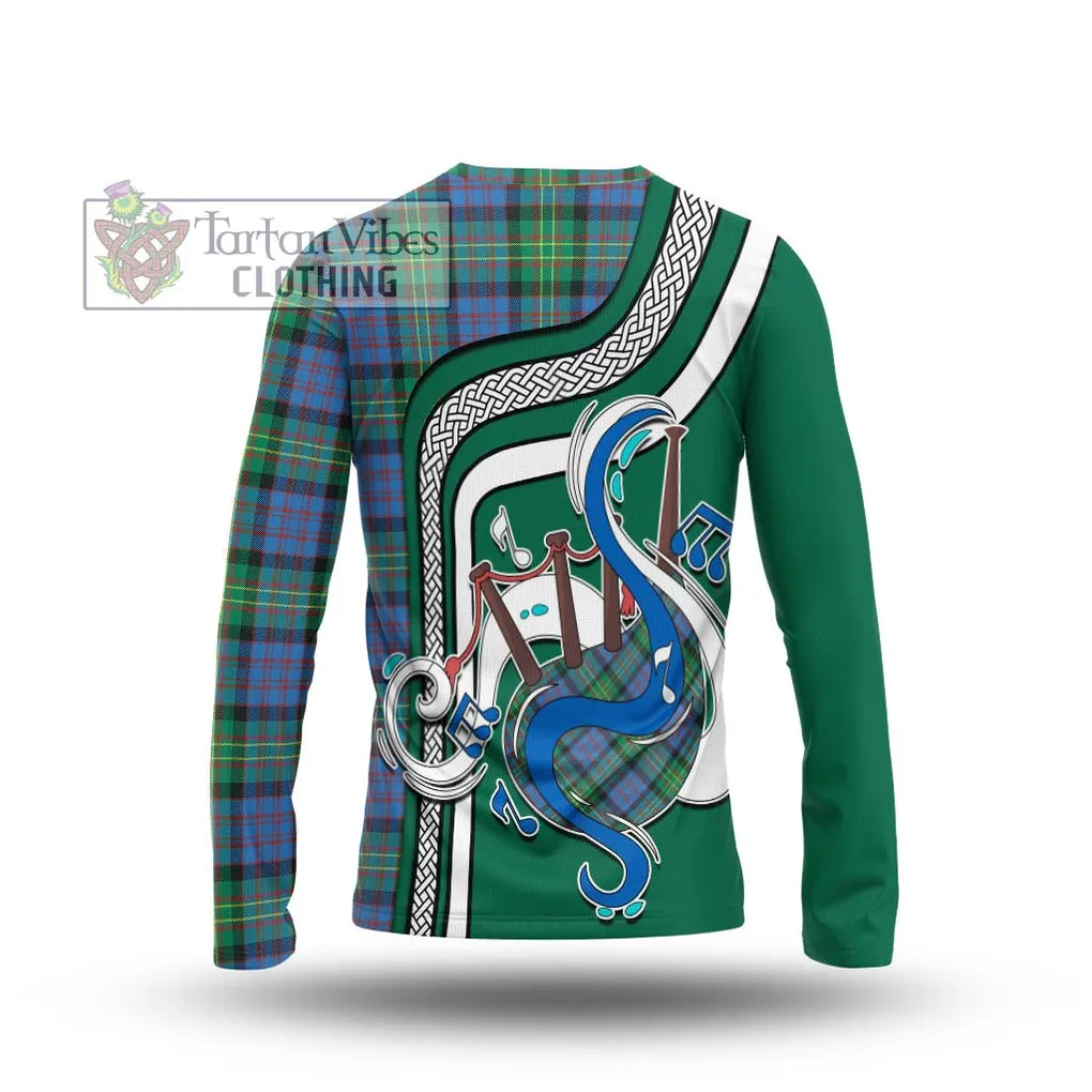 Bowie Ancient Tartan Long Sleeve T-Shirt with Epic Bagpipe Style