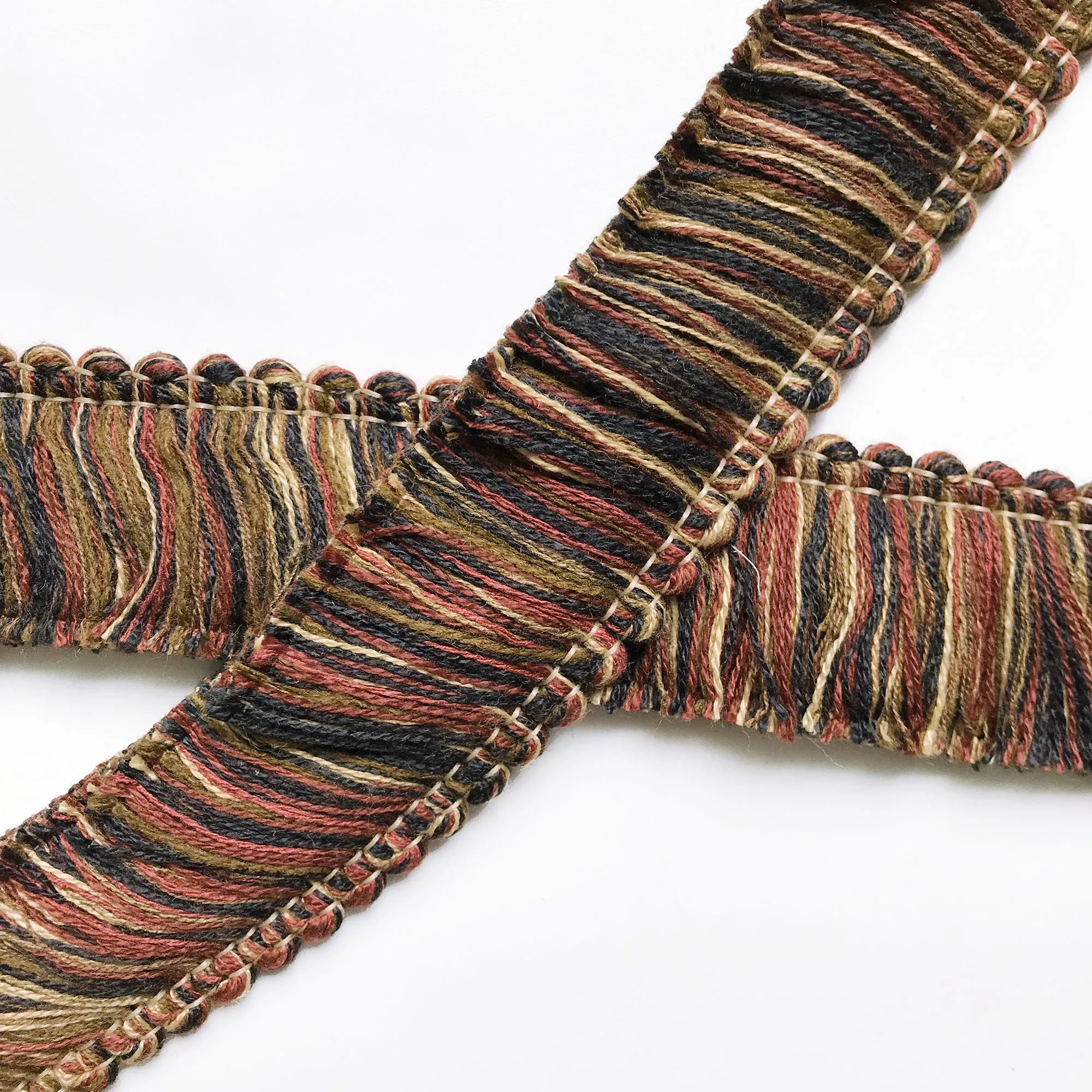 Brown and Black High Quality Decorative Brush Fringe Trim by the yard
