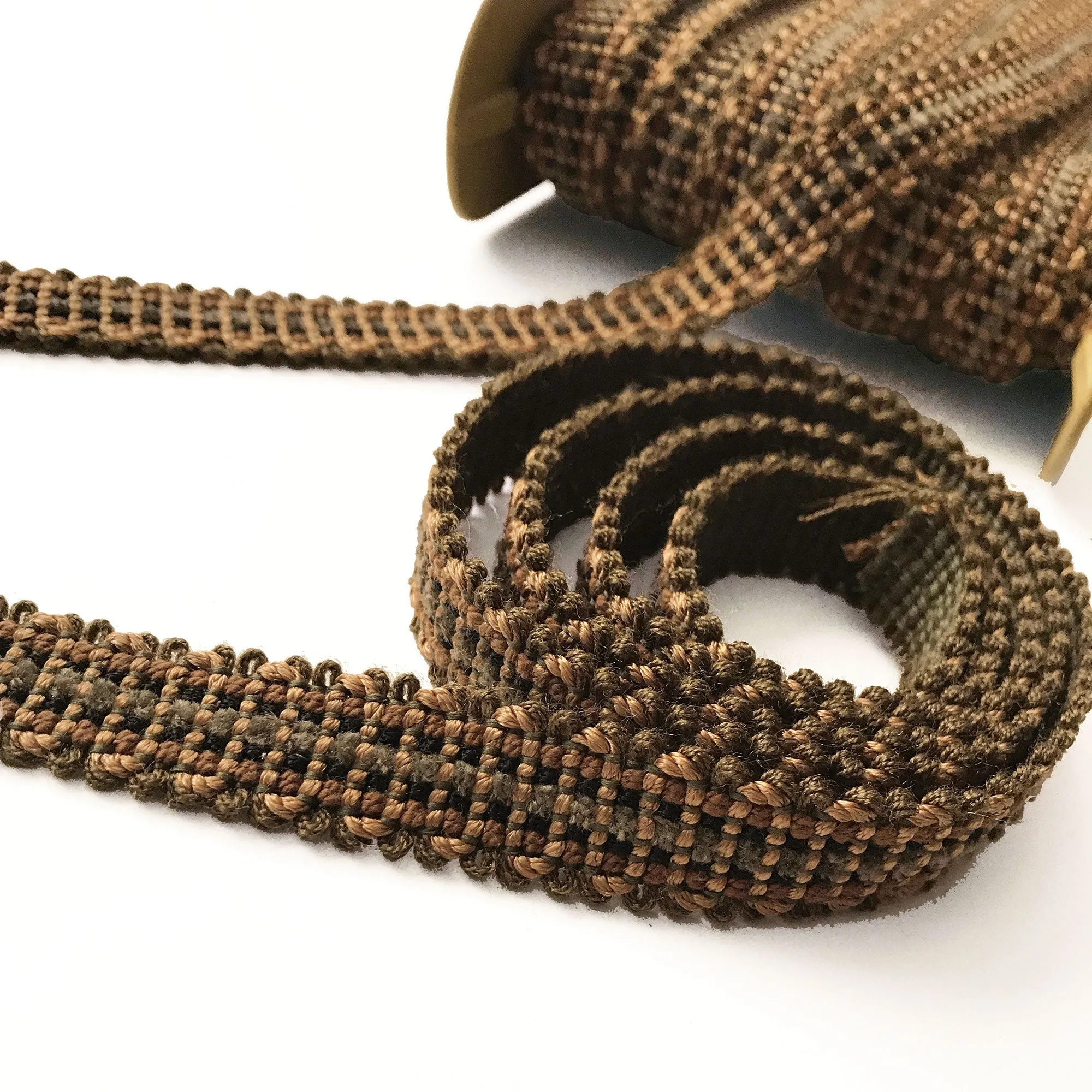 Brown and Forest Green High Quality Decorative Gimp Trim by the yard