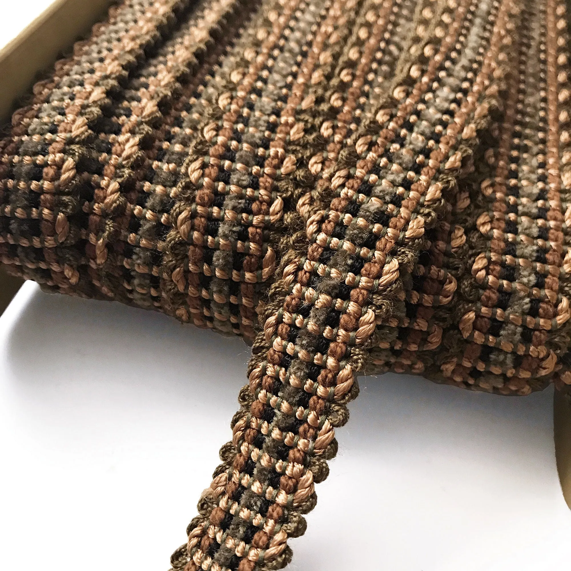 Brown and Forest Green High Quality Decorative Gimp Trim by the yard