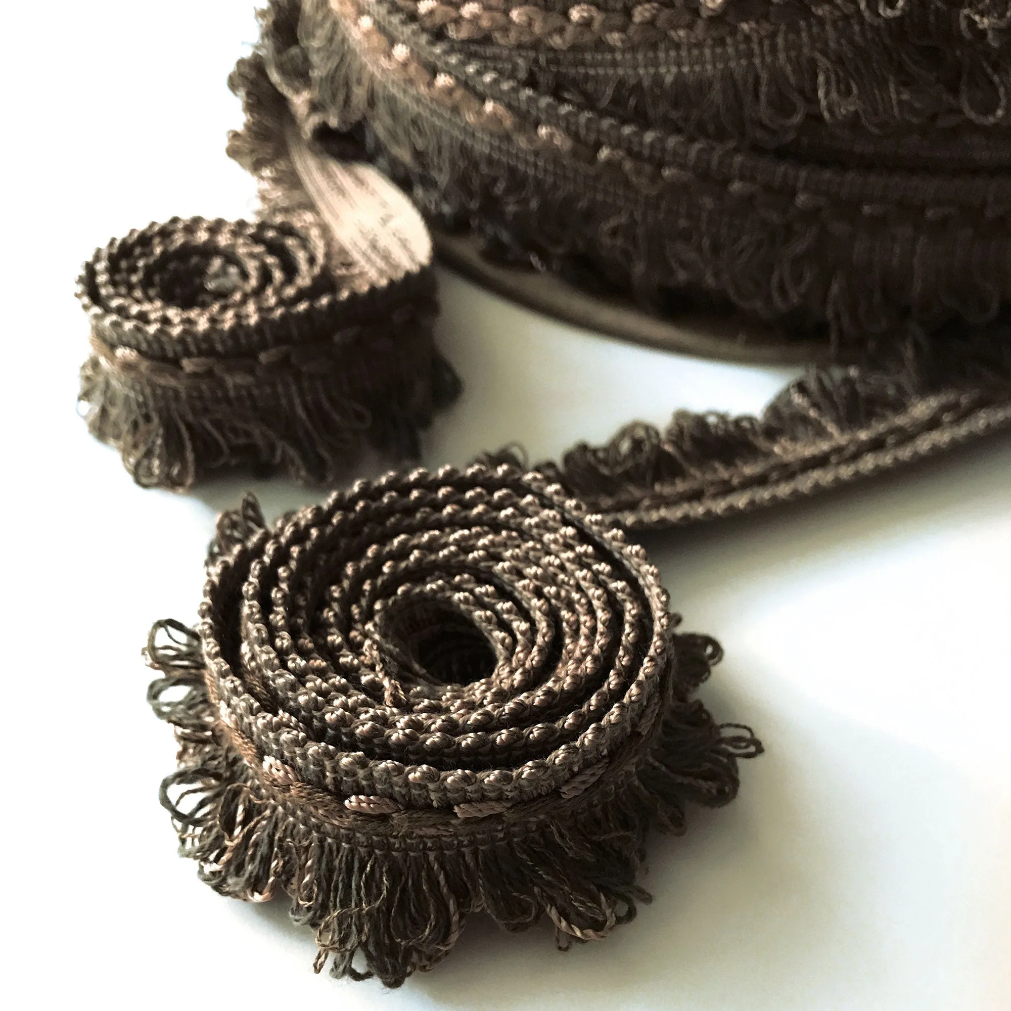 Brown and Forest Green High Quality Decorative Loop Fringe Trim by the yard