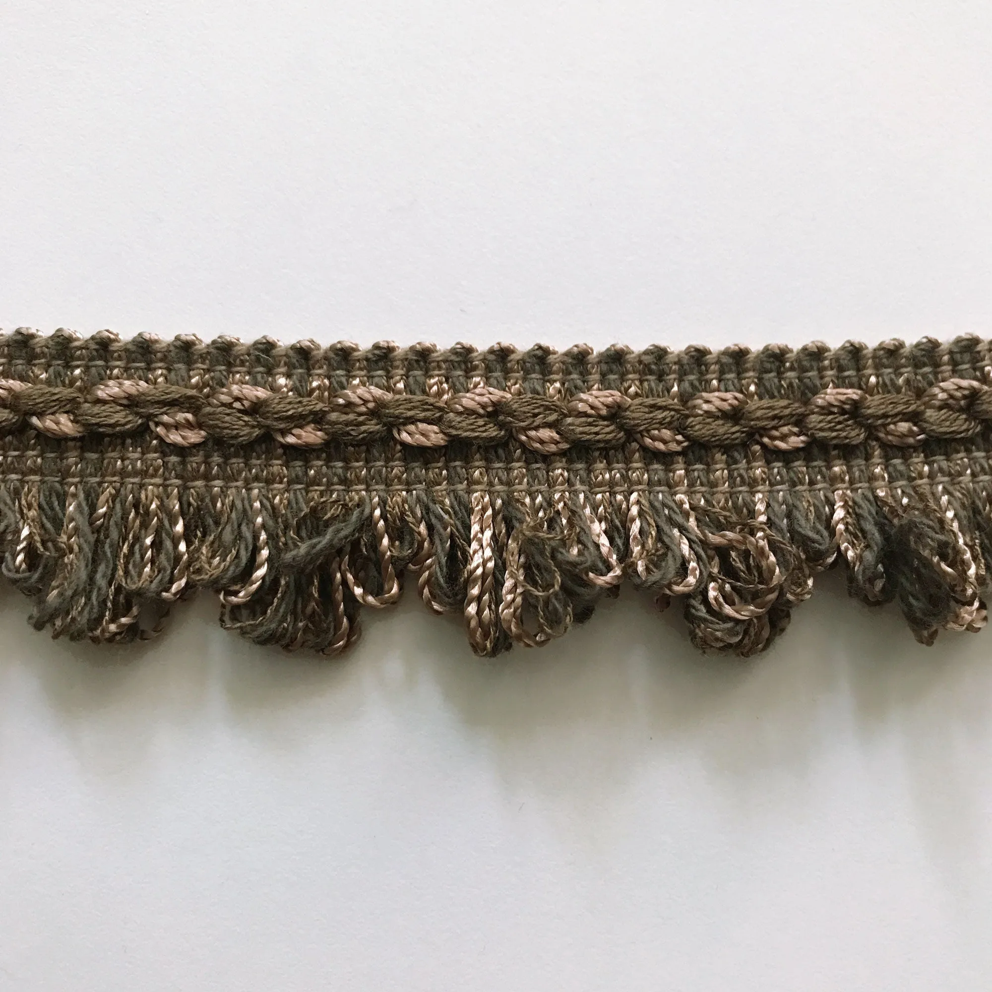 Brown and Forest Green High Quality Decorative Loop Fringe Trim by the yard