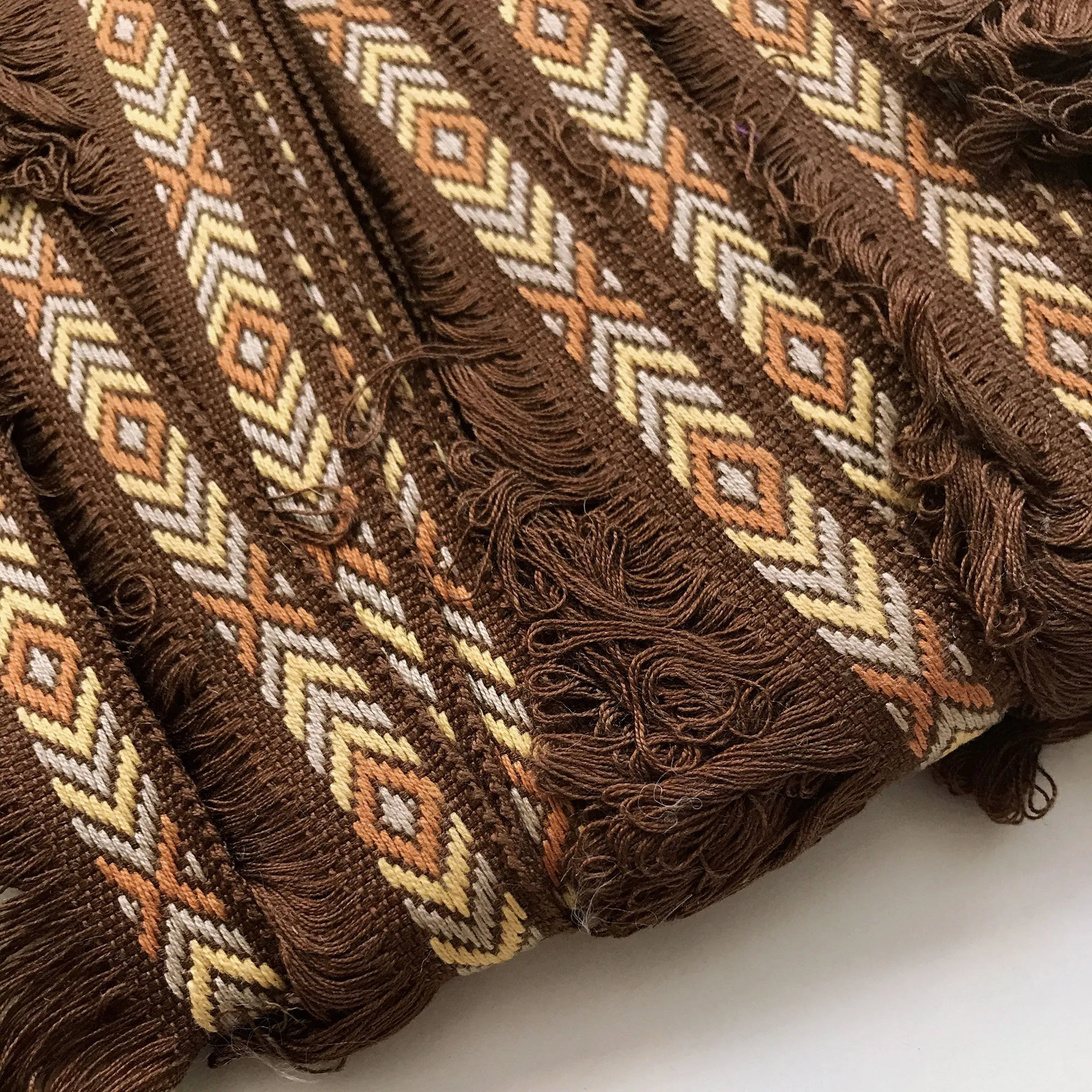 Brown and Yellow High Quality Decorative Brush Fringe Trim by the yard
