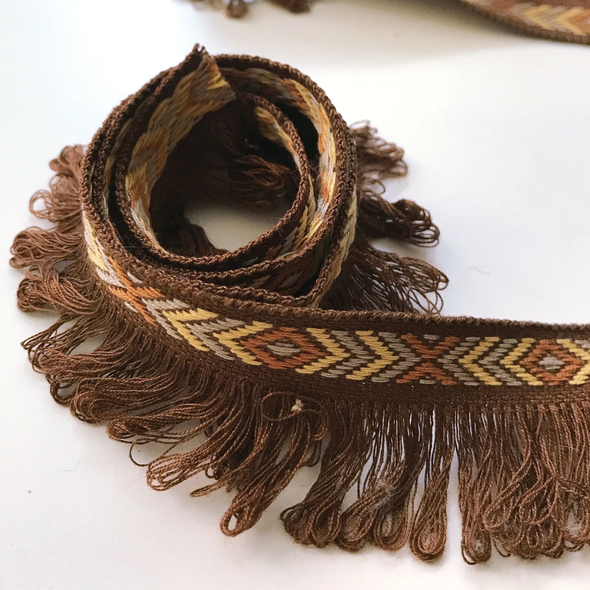 Brown and Yellow High Quality Decorative Brush Fringe Trim by the yard