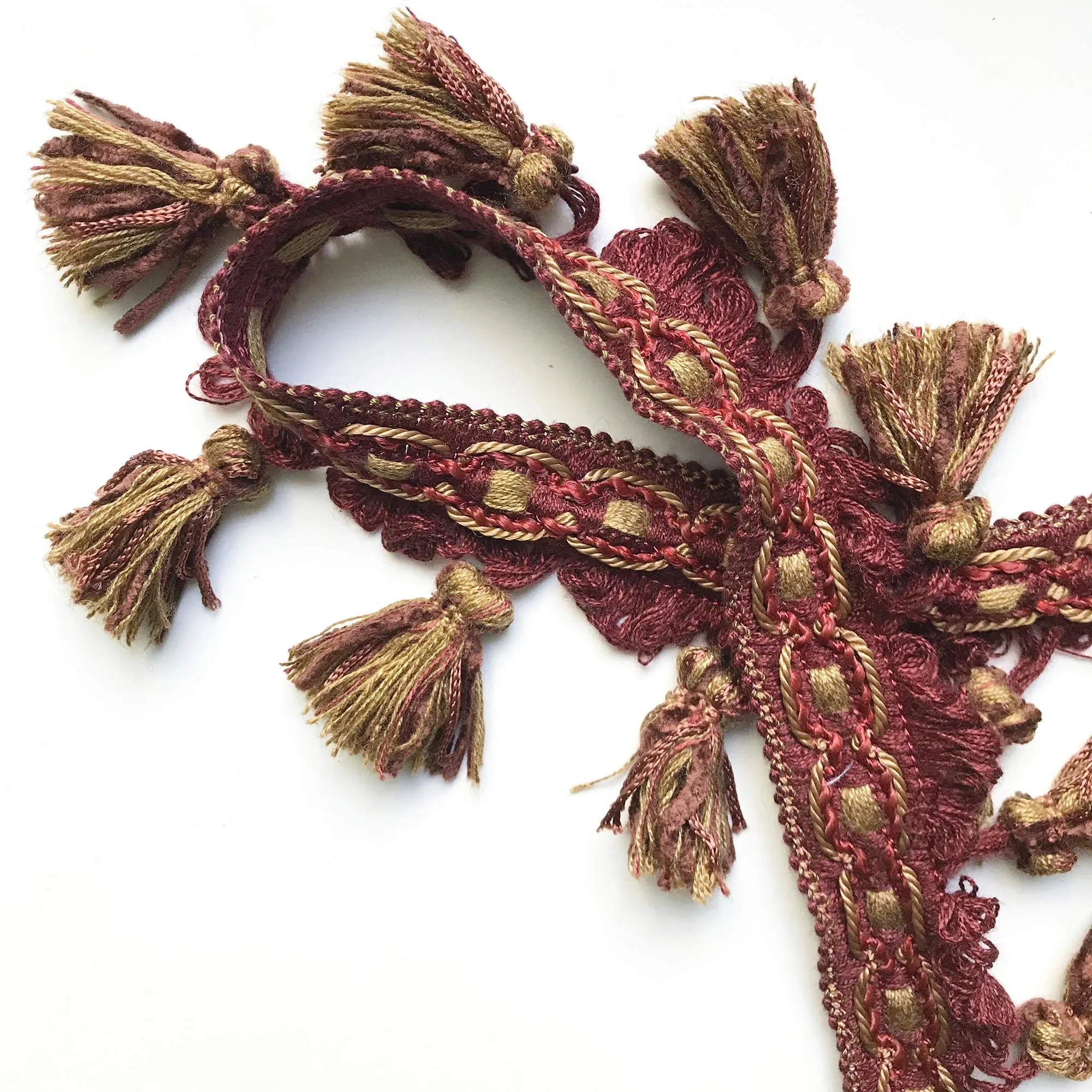 Burgundy & Brown High Quality Decorative Tassel Trim by the yard