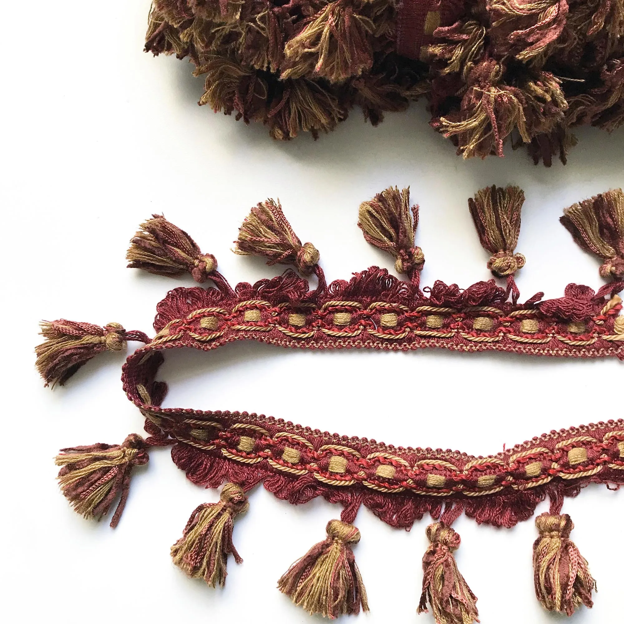 Burgundy & Brown High Quality Decorative Tassel Trim by the yard