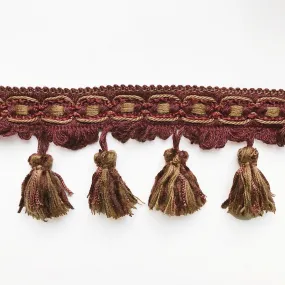 Burgundy & Brown High Quality Decorative Tassel Trim by the yard