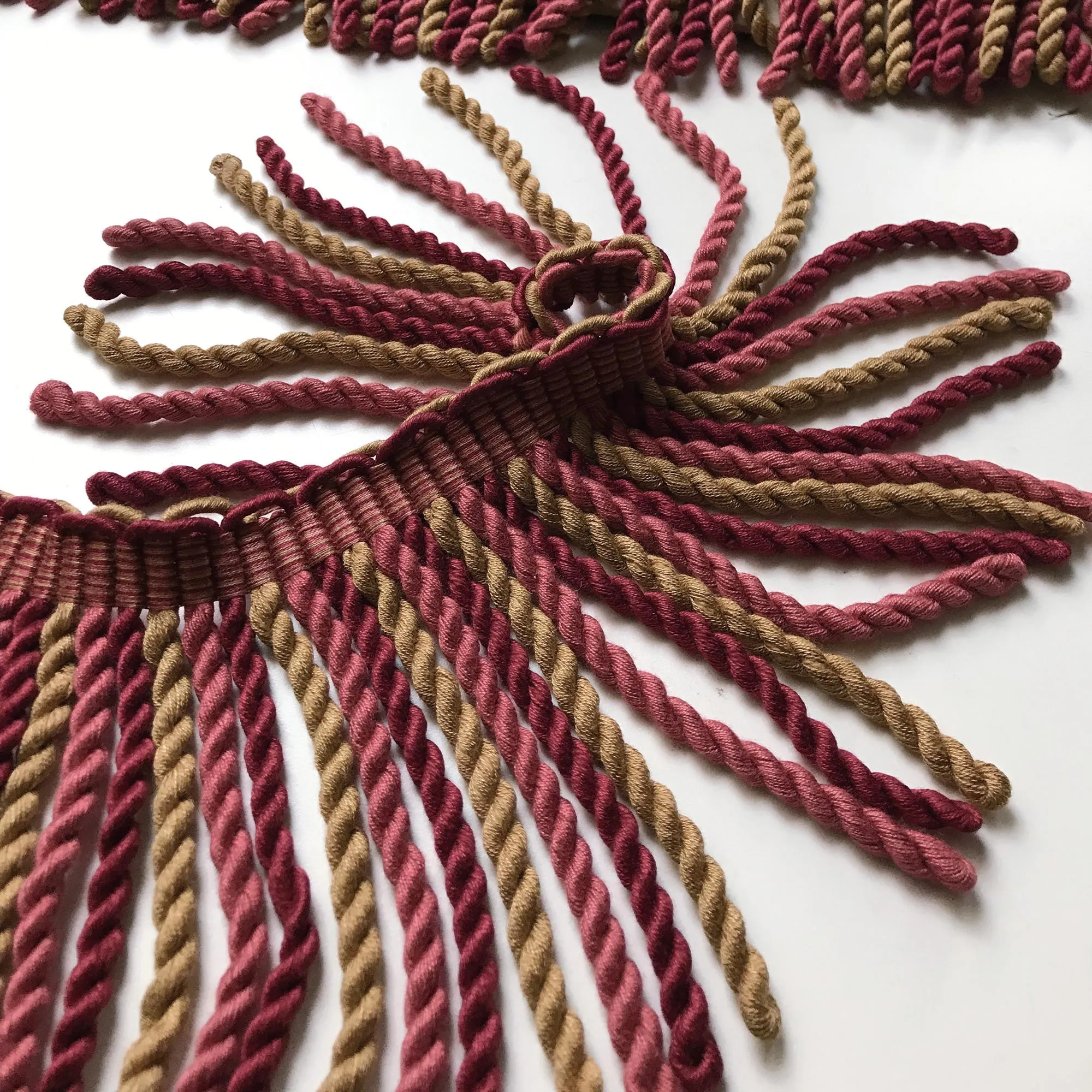 Burgundy and Mustard High Quality Decorative Bullion Fringe Trim by the yard