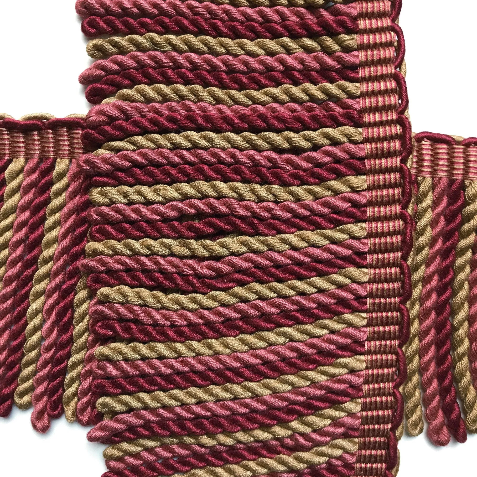 Burgundy and Mustard High Quality Decorative Bullion Fringe Trim by the yard